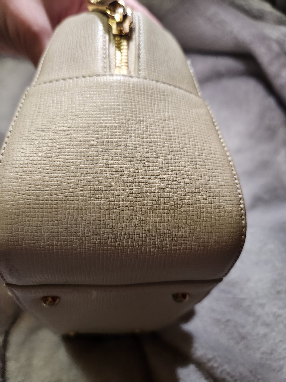 MCM White Saffiano Leather Tote Bag with Gold Hardware, EUC - Picture 5 of 12